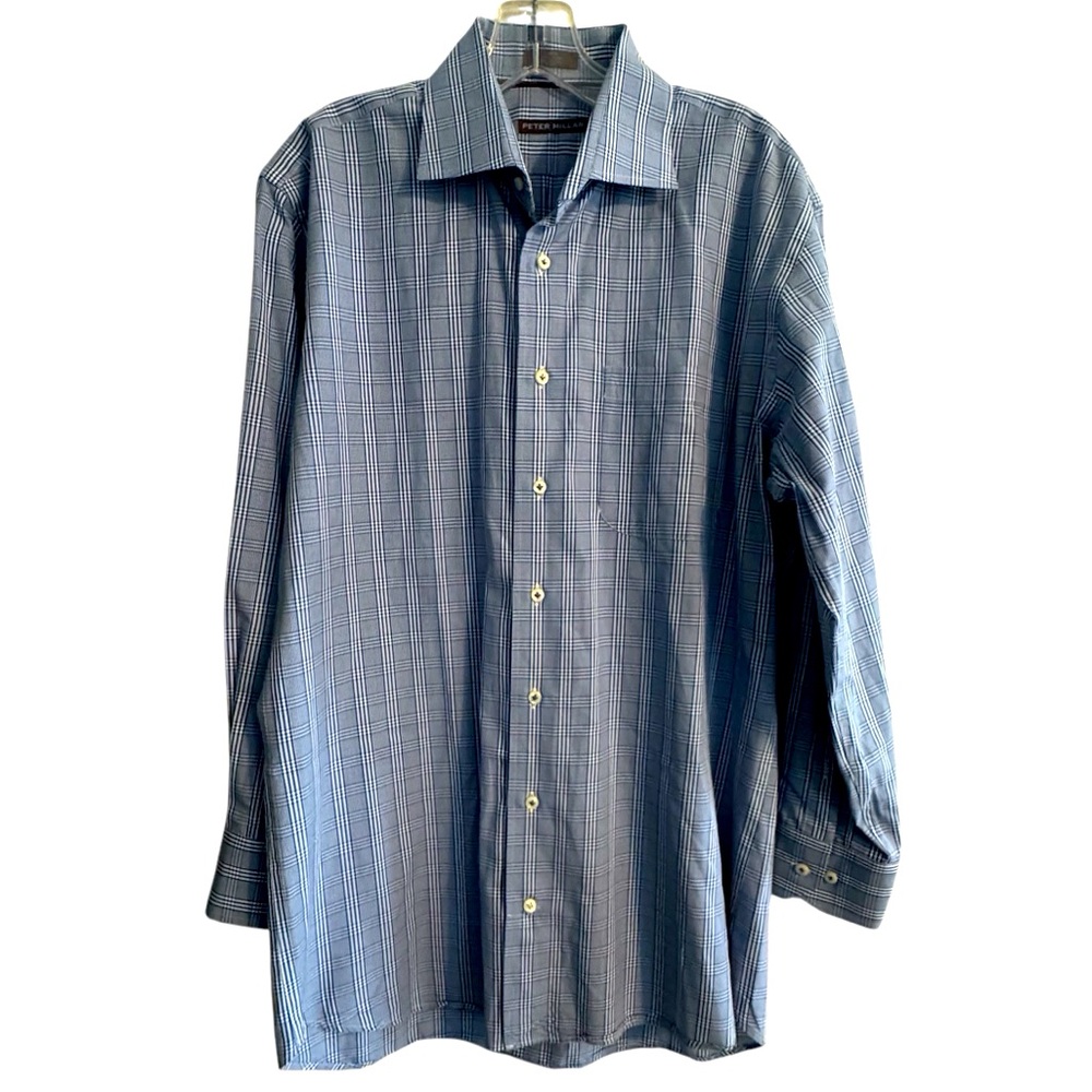 Peter Millar Blue Long Sleeve Designer Men’s Button Down Shirt sz L